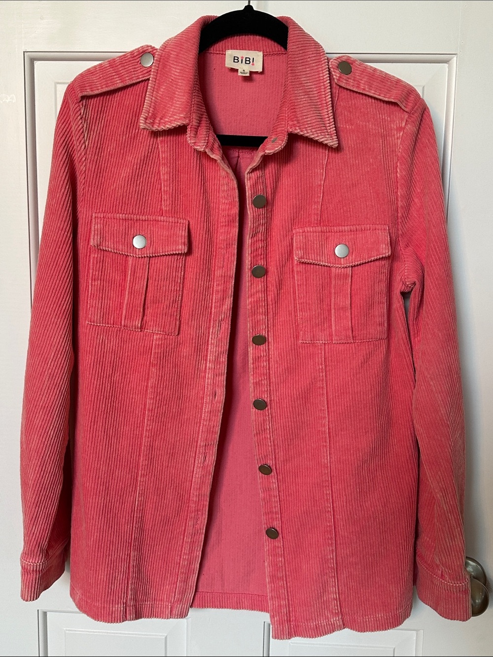 BiBi Coral Pink Corduroy Button Jacket